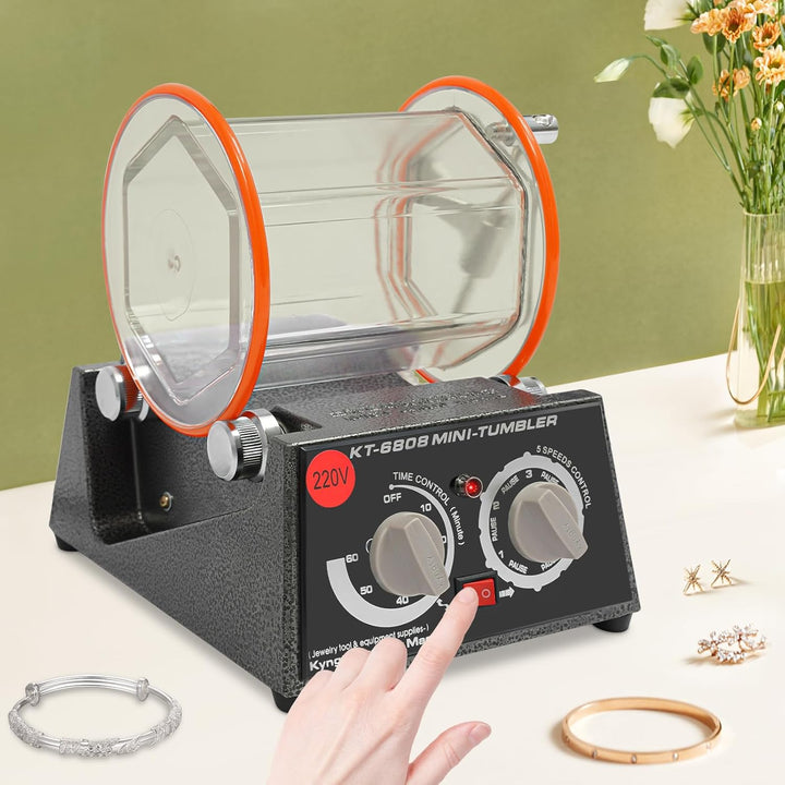 Poliermaschine für Schmuck Poliertrommel Kugelmühle, Rotary Jewelry Tumbler Polierer 60 W, Schmuck P