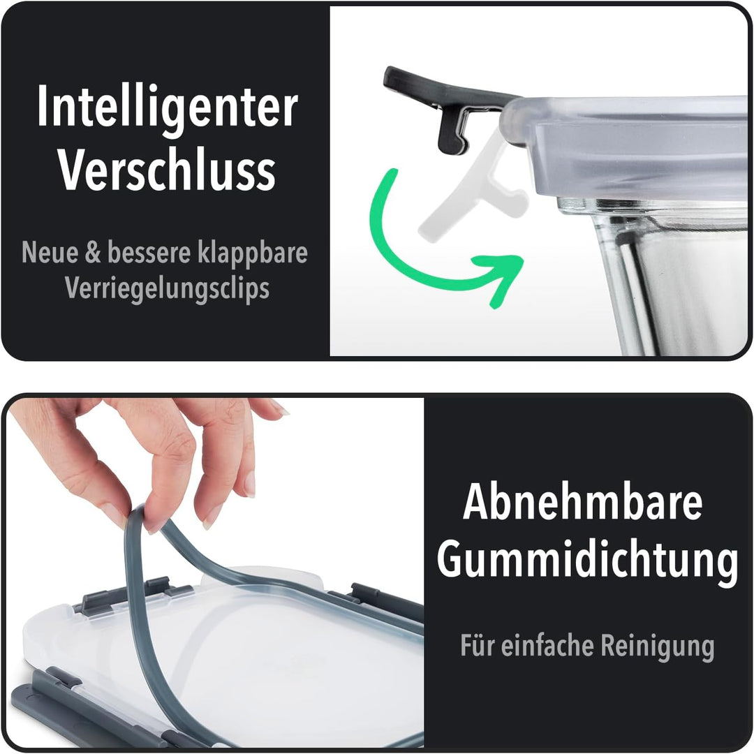 Aufbewahrungsbox Glas Lebensmittel - [10er Pack] Lunchboxen für Gesunde Mahlzeiten mit Luftdichten D