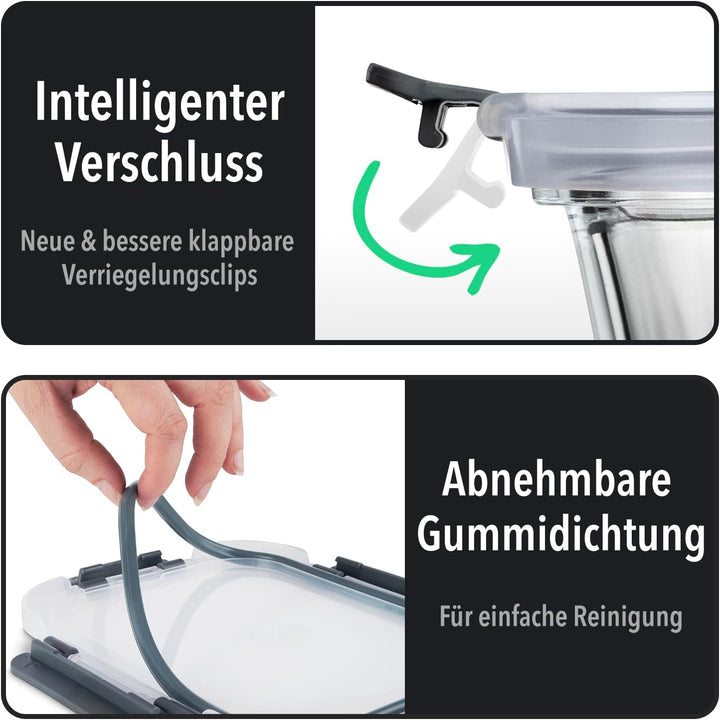 Aufbewahrungsbox Glas Lebensmittel - [10er Pack] Lunchboxen für Gesunde Mahlzeiten mit Luftdichten D
