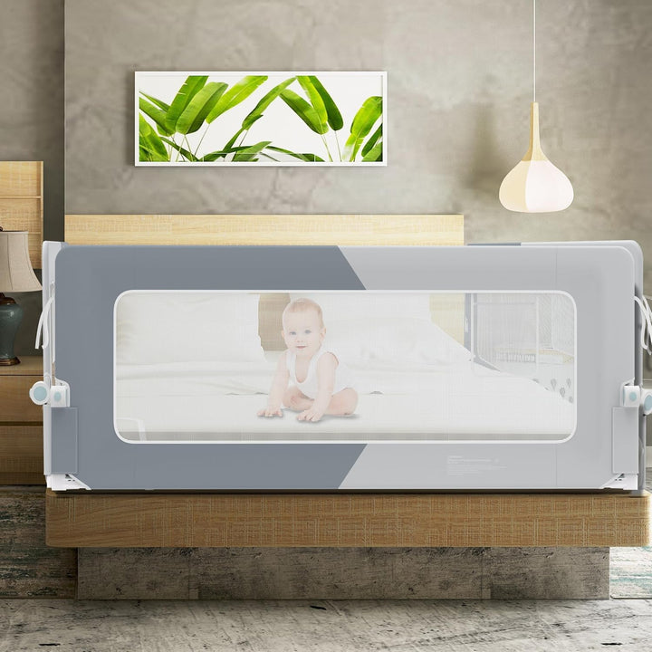 Bettgitter 180cm Bettschutzgitter Klappbar für Kleinkinder, Rausfallschutz Höhenverstellbar für Kind