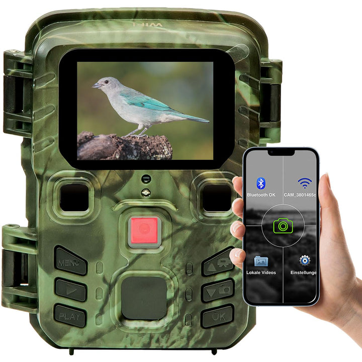 Wildkamera 2K WLAN, Bewegungsmelder, Nachtsicht, Live View per App, Farbdisplay, Mikro, Bluetooth, Z