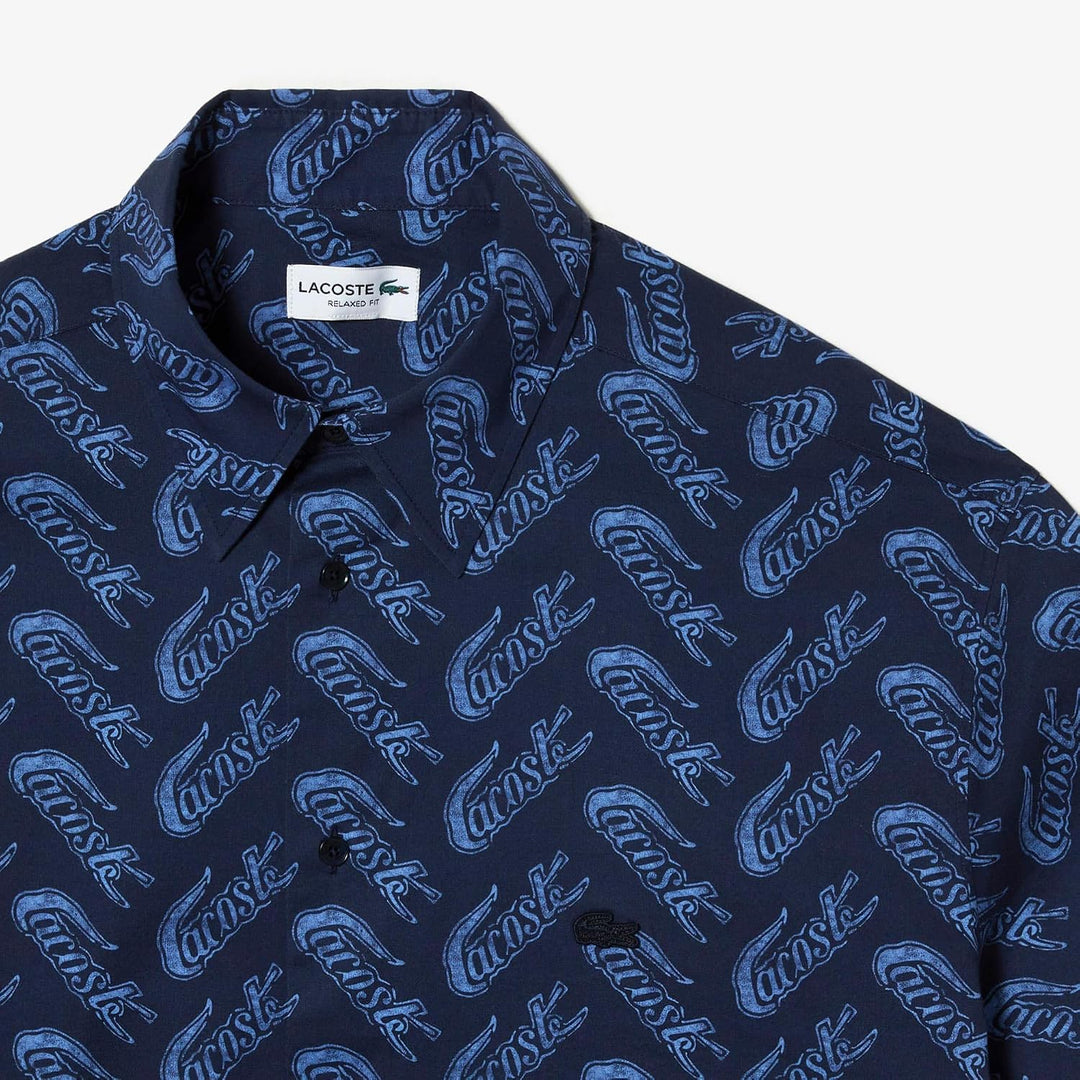 Lacoste Herren Ch5793 Woven T-Shirts 44 Navy Blue/Ethereal, 44 Navy Blue/Ethereal