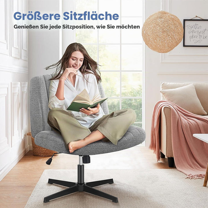 DUMOS Cross Legged Bürostuhl, Armloser Breiter Schreibtischstuhl Keine Räder, Moderner Home Office S