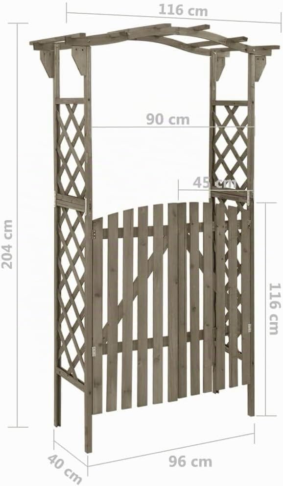 vidaXL Tannenholz Massiv Pergola mit Tor Rosenbogen Torbogen Rankhilfe Spalier Rankgitter Gartenboge