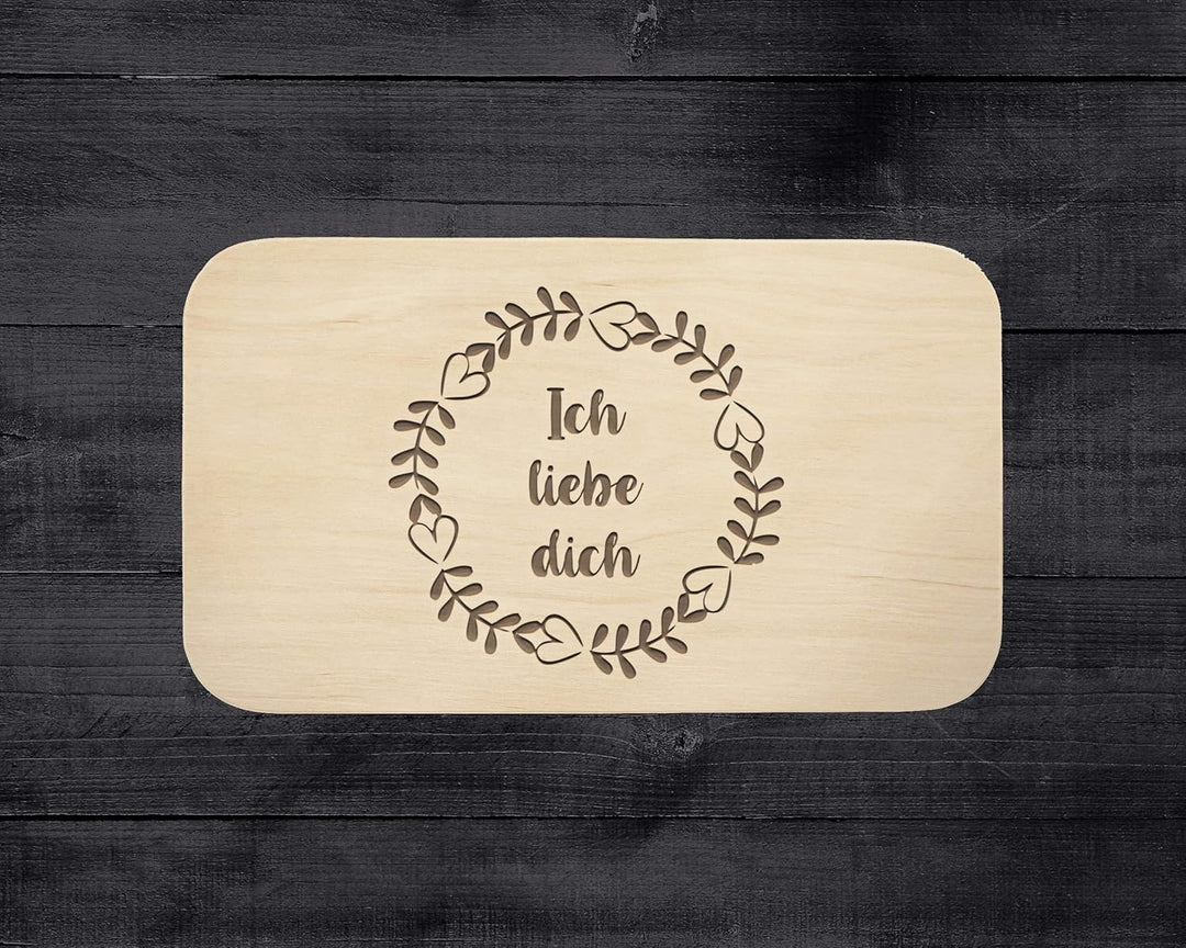 Frühstücksbrett mit Gravur - ''Ich Liebe Dich'' - Holz - hochwertige Qualität - Geschenk - Schneideb