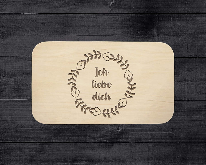 Frühstücksbrett mit Gravur - ''Ich Liebe Dich'' - Holz - hochwertige Qualität - Geschenk - Schneideb