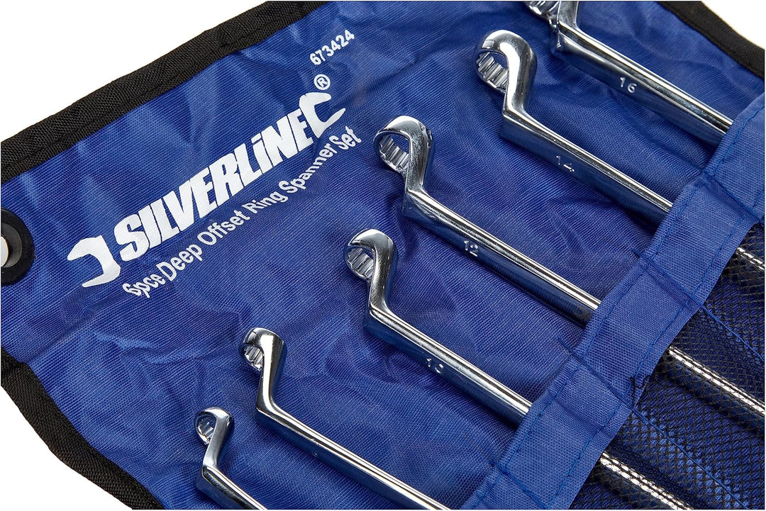 Silverline 673424 Doppelringschlüssel, gekröpft, 6-tlg. Satz 6–17 mm