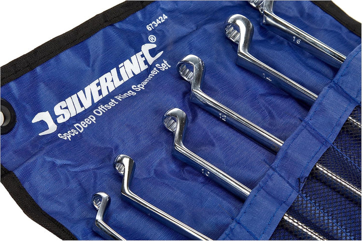 Silverline 673424 Doppelringschlüssel, gekröpft, 6-tlg. Satz 6–17 mm