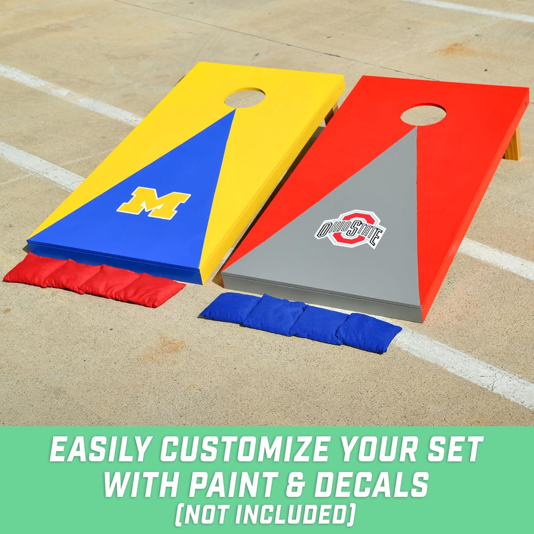 GoSports Premium-Cornhole-Sets aus Massivholz, wähle 1,2 x 0,6 m oder 91 x 61 cm, Spielbretter entha