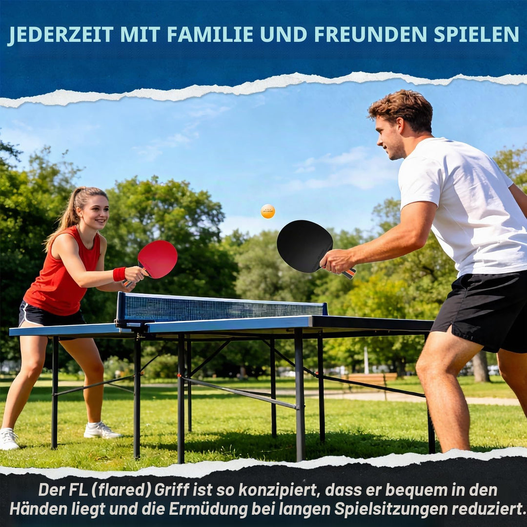 Tischtennisschläger Tischtennis Set mit Tischtennisbälle, Pingpong Set für Kinder Anfänger, Familien