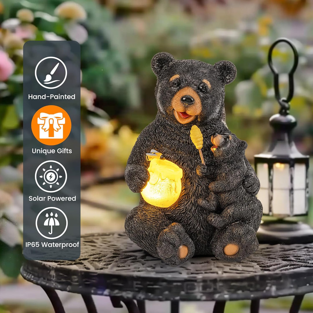 GIGALUMI Solar Garten Statuen Liebender Bär Figur Lichter für draussen, Hof, Garten Dekor Einzigarti