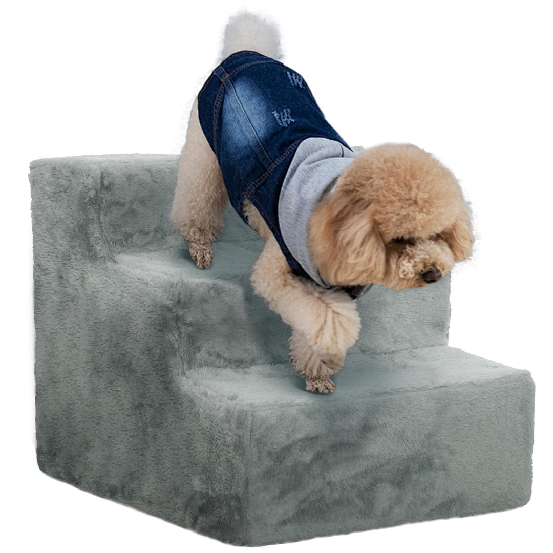 PawHut Hundetreppe 3 Stufen 35 cm Hoch Haustiertreppe für Kleine Hunde Katzentreppe Hunderampe mit W