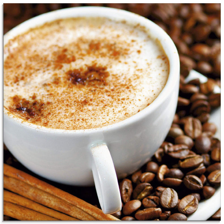 ARTland Glasbilder Wandbild Glas Bild einteilig 50x50 cm Quadratisch Kaffee Cafe Coffee Cappuccino K