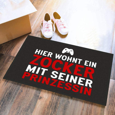 4youDesign Lustige Fussmatte -Hier wohnt EIN ZOCKER mit Seiner Prinzessin, 50x70- rutschfest, für in