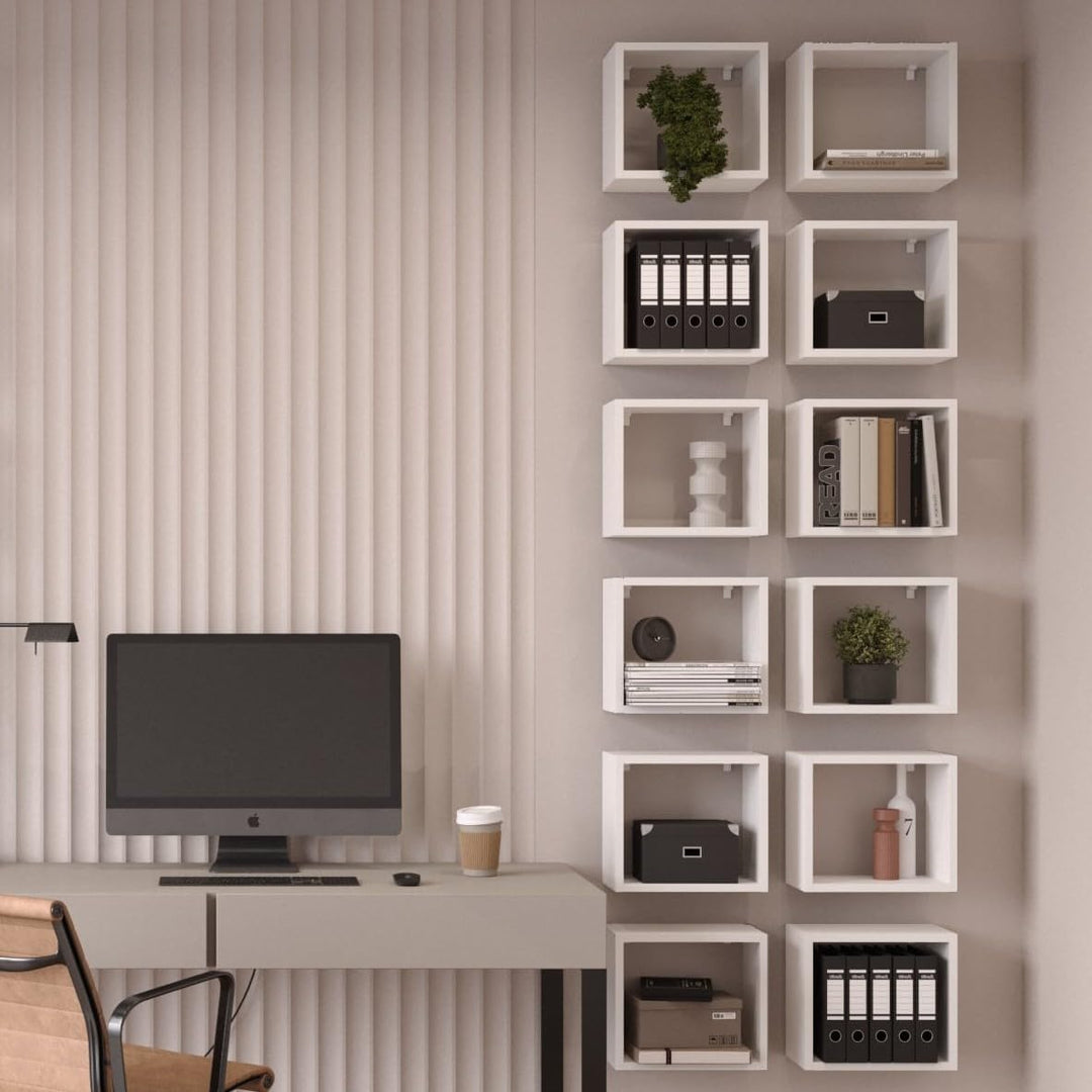 KUBUTKU Wandregal 4er Set 30x33x18 Quadratisch Hängeregal Mordern Design Wandboard für Wohnzimmer Sc