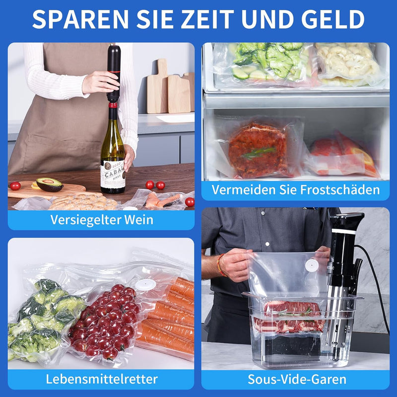 AIRMSEN Vakuumiergerät Klein, Sous Vide Vakuumiergerät, Saugkraft von 40 kPa Mini Vakuumiergerät, Va