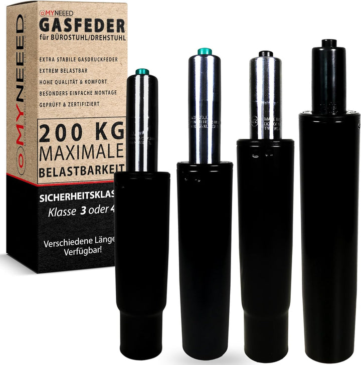 MYNEEED Gasfeder für Bürostuhl - Gasdruckfeder Belastbar bis 200 kg - Gasdruckdämpfer für Drehstuhl,