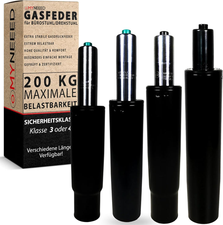 MYNEEED Gasdruckfeder für Bürostuhl - Gasfeder Belastbar bis 200 kg - Gasdruckdämpfer für Drehstuhl,