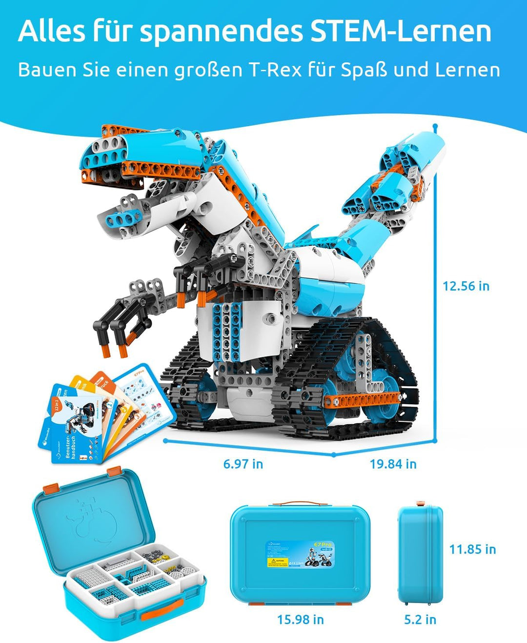 WhalesBot E7 Pro 12-in-1 Mint Roboter Bausatz für Kinder ab 8 Jahren, Scratch- & App-Programmierung,