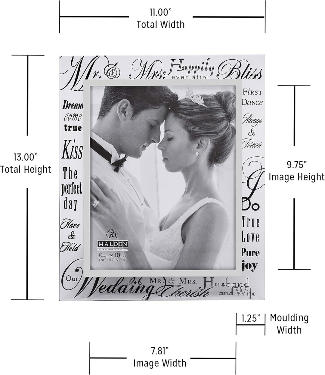 Malden International Designs Bilderrahmen Mr. & Mrs. Spiegelglas mit silberfarbenem Metallrand innen