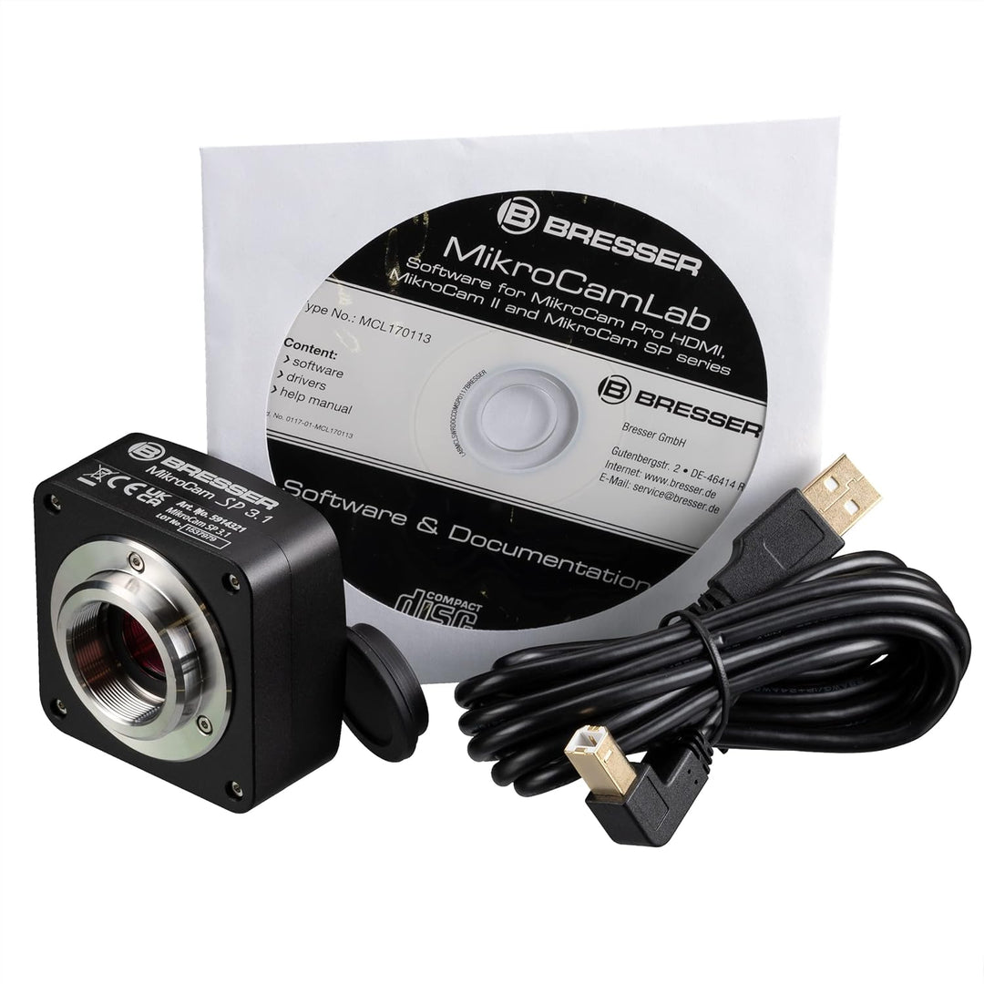 Bresser MikroCam Mikroskopkamera SP mit modernem CMOS-Sensor, 3.1MP, USB 2.0 und umfangreicher, prof
