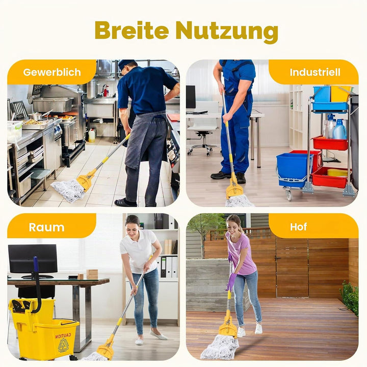 Kommerzieller industrieller Wischmopp mit 61 Zoll Moppgriff, Schnurwischer, robuster Bodenreiniger,