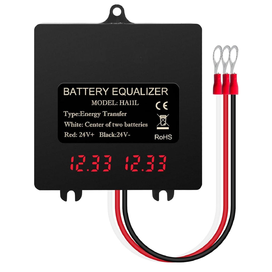 DEWIN Batterie-Balancer, Batterie-Equalizer 24V Digitalanzeige 2 x 12V Batterie-Balancer for Blei-Sä