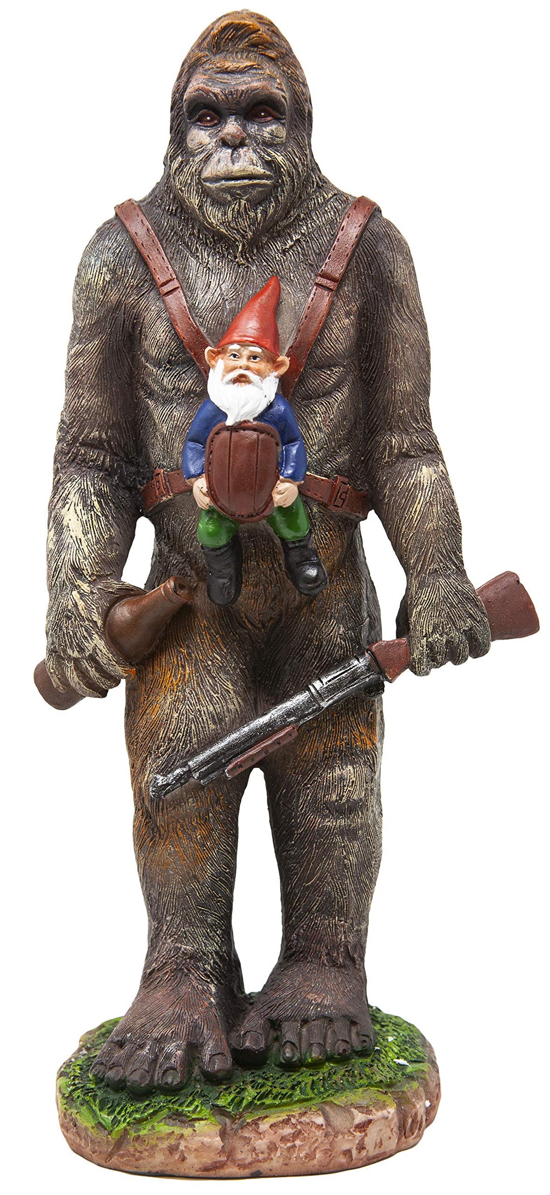 Funny Guy Mugs Gartenzwerg Statue – Bigfoot und ein Zwerg – Indoor/Outdoor Gartenzwerg Skulptur für