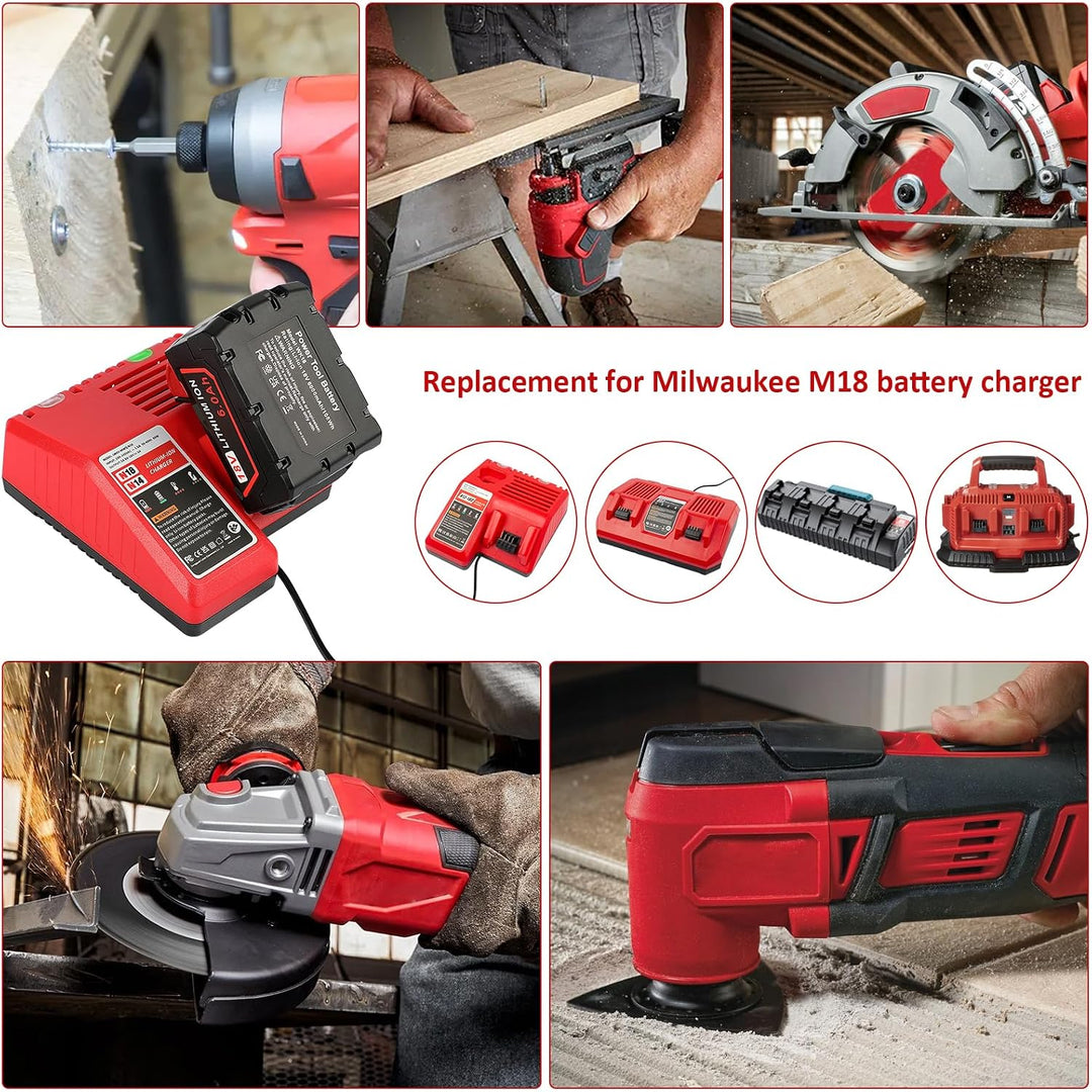 Ersatz Ladegerät für Milwaukee M12 M18 Akku, Milwaukee Ladegerät für 14,4V-18V Lithium Akku, 3A Schn