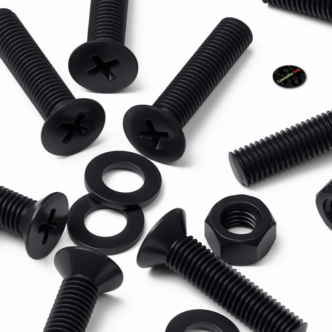 50 x Schwarze Nylon Senkschrauben, Maschinenschrauben, M5 x 20mm, Kunststoffschrauben, Muttern & Unt