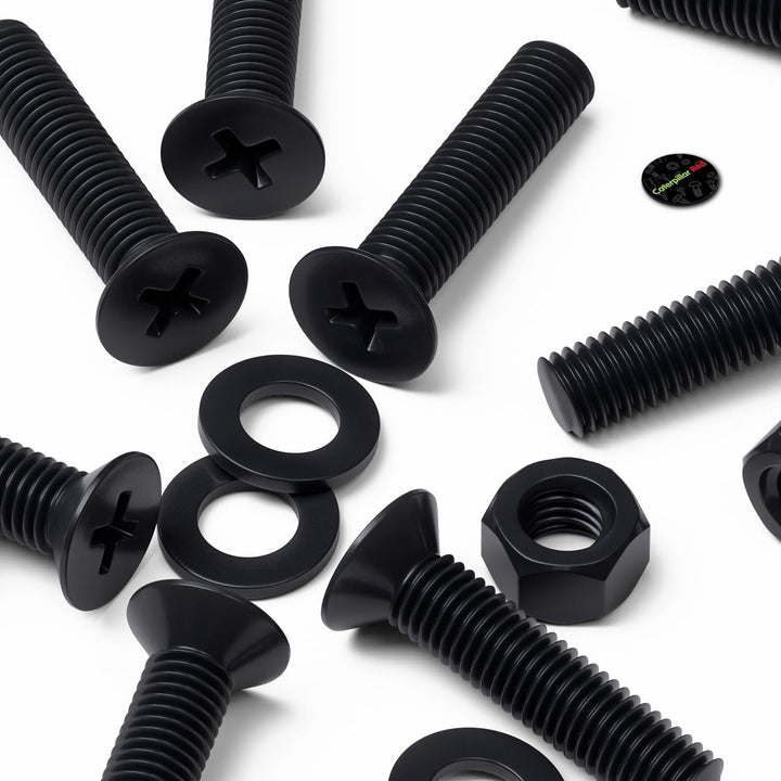 50 x Schwarze Nylon Senkschrauben, Maschinenschrauben, M5 x 20mm, Kunststoffschrauben, Muttern & Unt