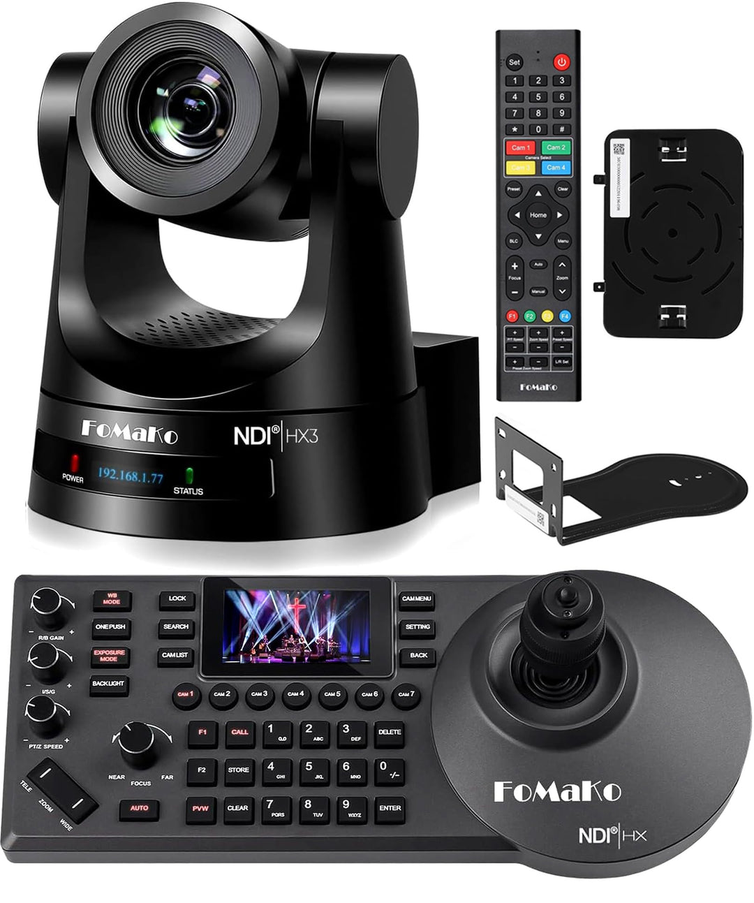 FoMaKo NDI HX3 PTZ Kamera Set, 30x Optischer Zoom KI-Auto-Tracking, mit 3G-SDI/HDMI/USB3.0/LAN(PoE),
