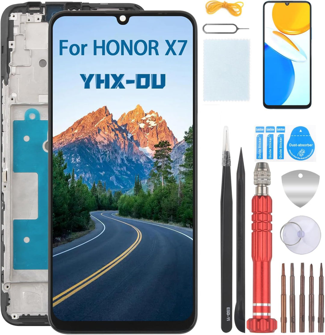 YHX-OU 6.74'' Schwarz + Rahmen Display Für Honor X7 CMA-LX2 CMA-LX1 CMA-LX3 LCD Display Touchscreen