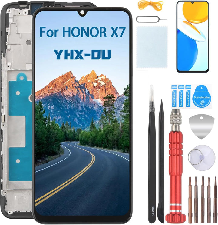 YHX-OU 6.74'' Schwarz + Rahmen Display Für Honor X7 CMA-LX2 CMA-LX1 CMA-LX3 LCD Display Touchscreen