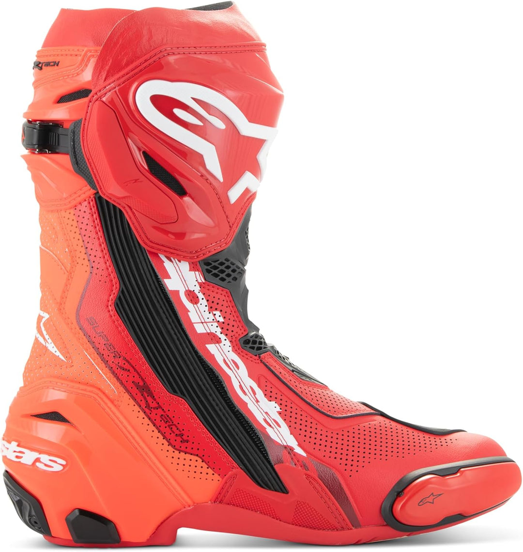 Alpinestars Supertech R Vented Motorradstiefel 45 EU Bright Red Red Fluo, 45 EU Bright Red Red Fluo