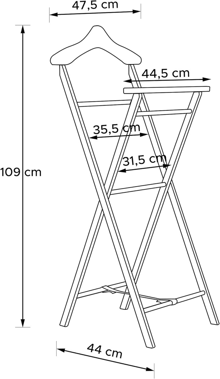 konsimo klappbarer Herrendiener – Kleiderständer aus Massivholz, für Jacken, Hosen, Gürtel und Krawa