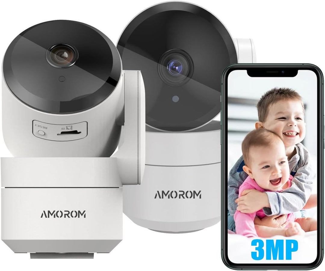 AMOROM WLAN Überwachungskamera Innen 360°, 2K KI-Kamera Überwachung mit Benutzerdefinierte Szenariow