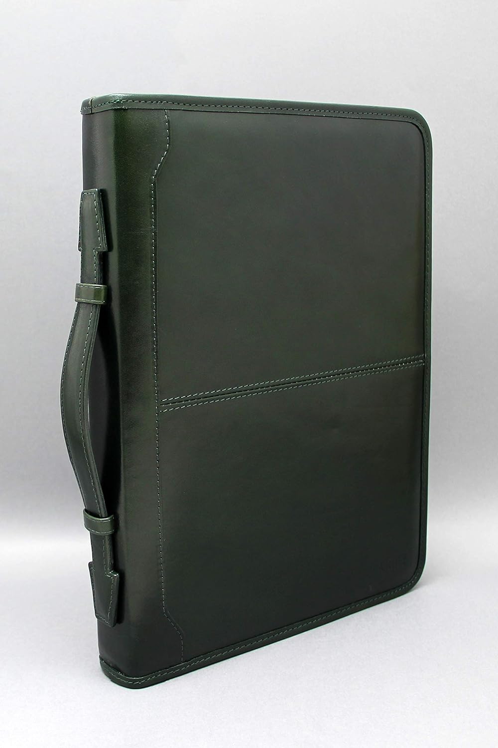 Dokumentenmappe aus italienischem Leder, mit Reissverschluss, A4, Padfolio mit 4 Ringen, Leder mit G
