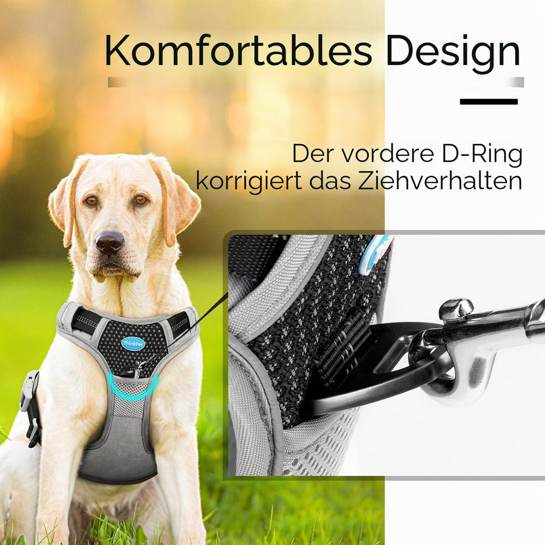 ThinkPet Anti Zug Hundegeschirr, Hundegeschirr mit Griff Leicht zu Kontrollierendem Hundegeschirr Ve