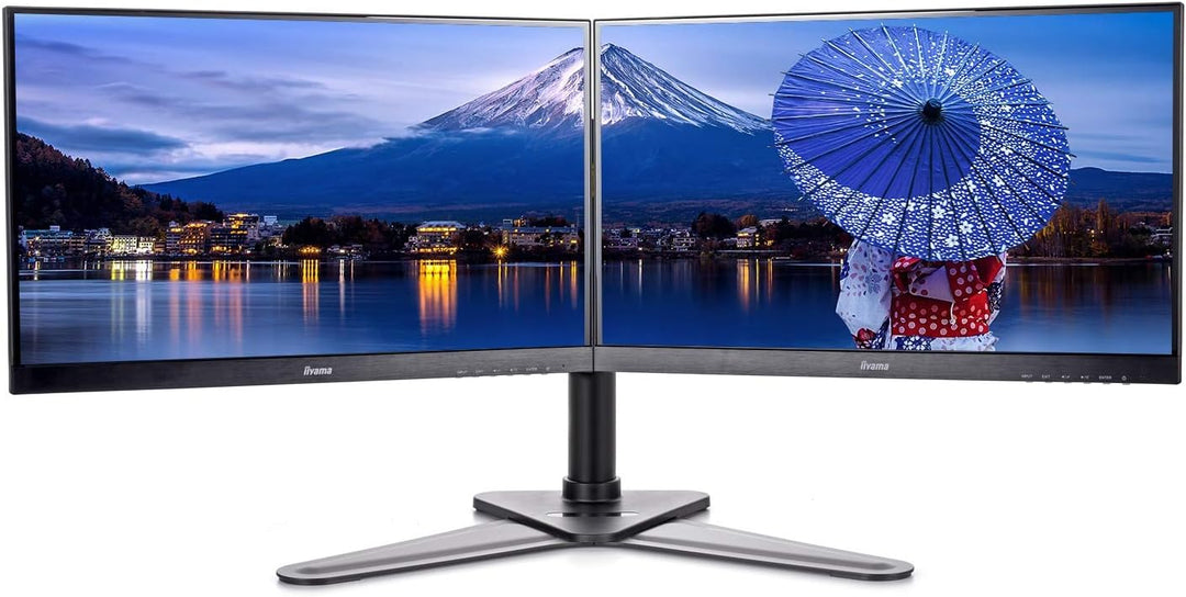 iiyama DS1002D-B1 Standfuss duale Monitorhalterung (für Displays bis 30 Zoll und maximal 10kg / Moni