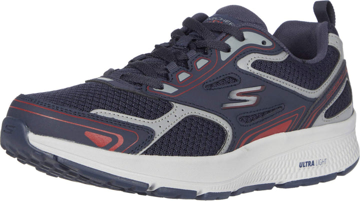 Skechers Herren Go Run Consistent Sneaker 39.5 EU Navy Leather Synthetic Red Trim, 39.5 EU Navy Leat
