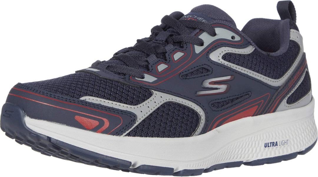 Skechers Herren Go Run Consistent Sneaker 40 EU Navy Leather Synthetic Red Trim, 40 EU Navy Leather