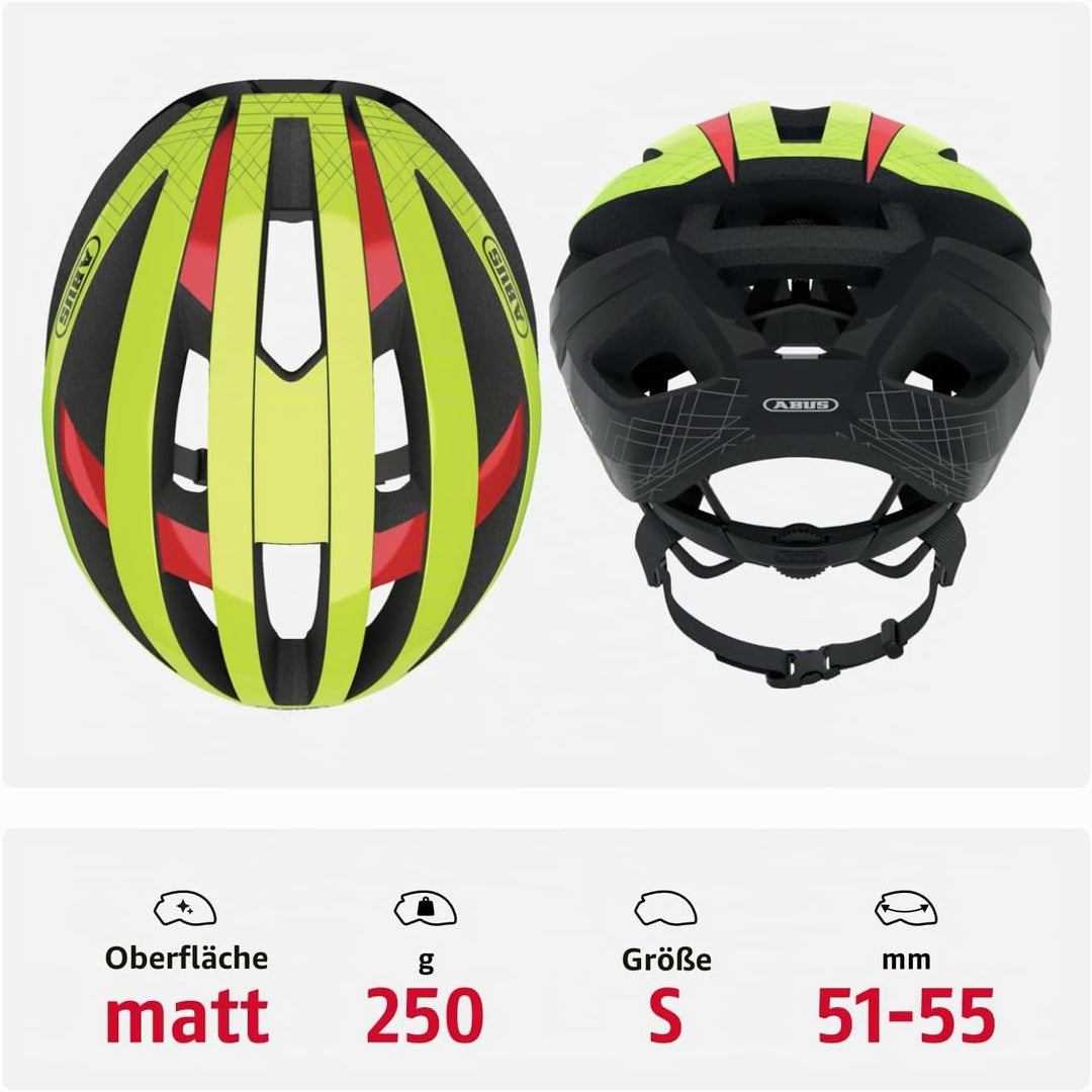 ABUS Rennradhelm Viantor MIPS Gelb (neon yellow) S (51-55 cm), Gelb (neon yellow) S (51-55 cm)