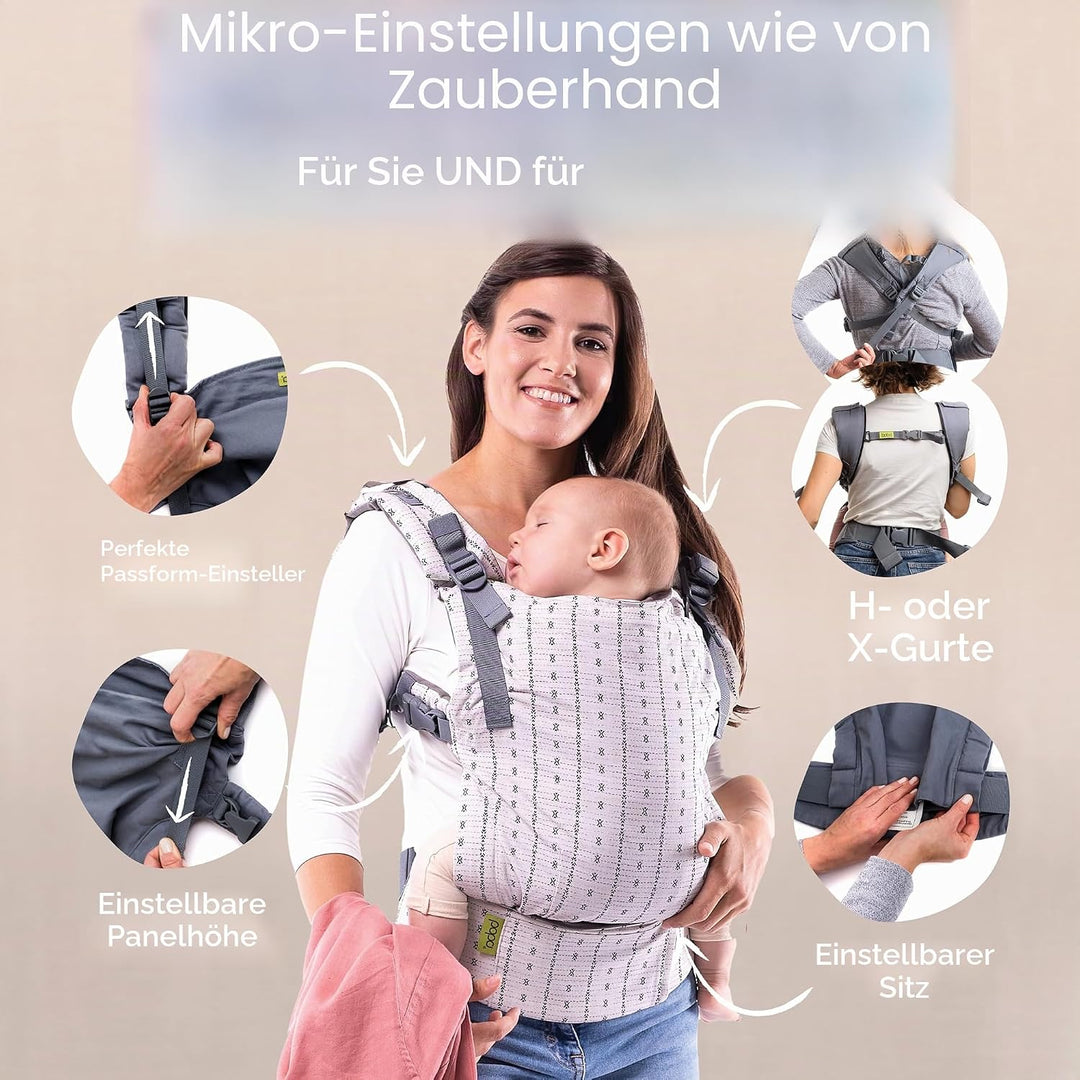 Boba X Babytrage Neugeborene ab Geburt - 2 Tragepositionen Mit Blick zum Baby und als Rucksack Kinde