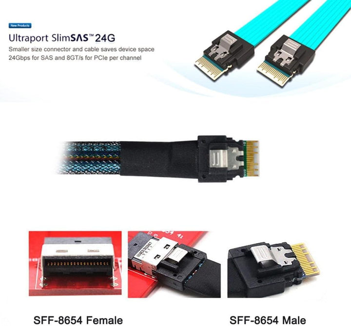 ChenYang CY SFF-8654 4i 38Pin Host Stecker auf SFF-8654 38Pin Stecker PCI-E Slimline SAS Zielkabel 4