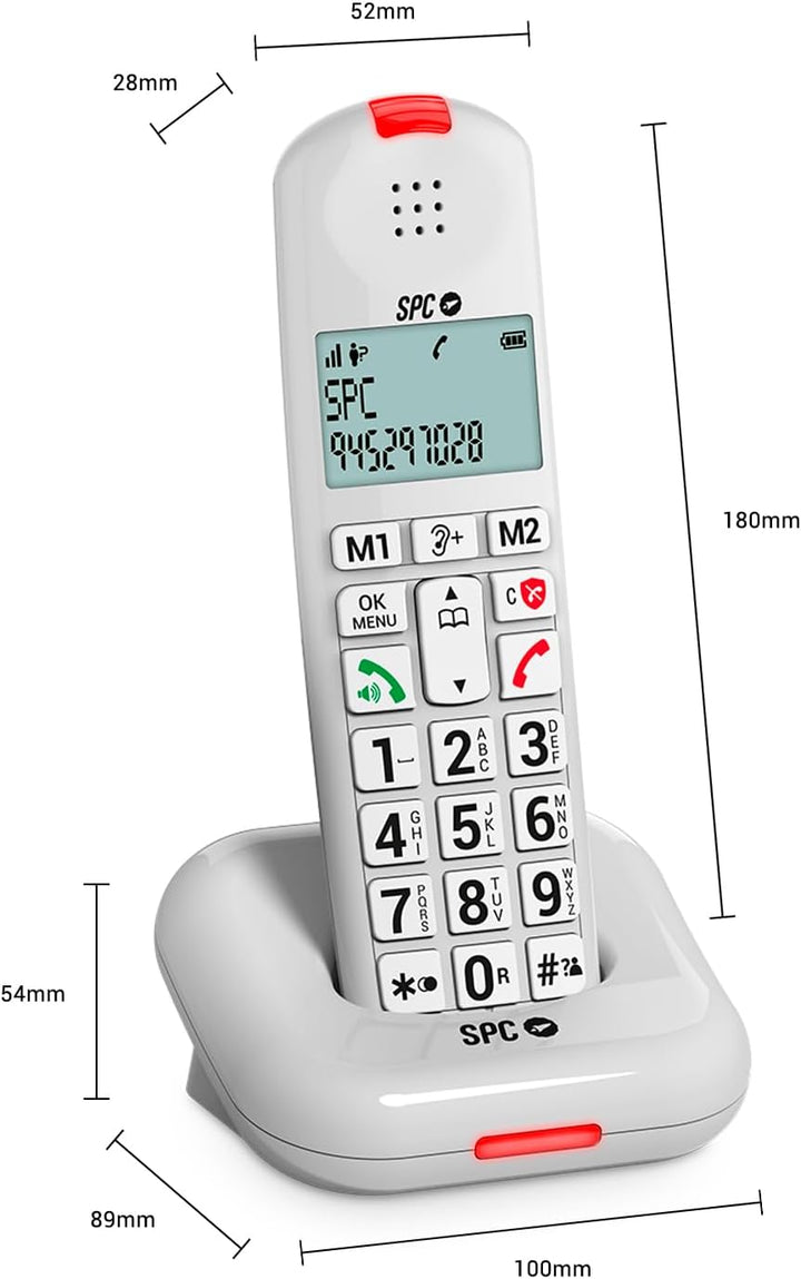 SPC Comfort Kairo - Schnurloses Telefon für Senioren mit grossen Tasten, verstärktem Ton, hörgerätek