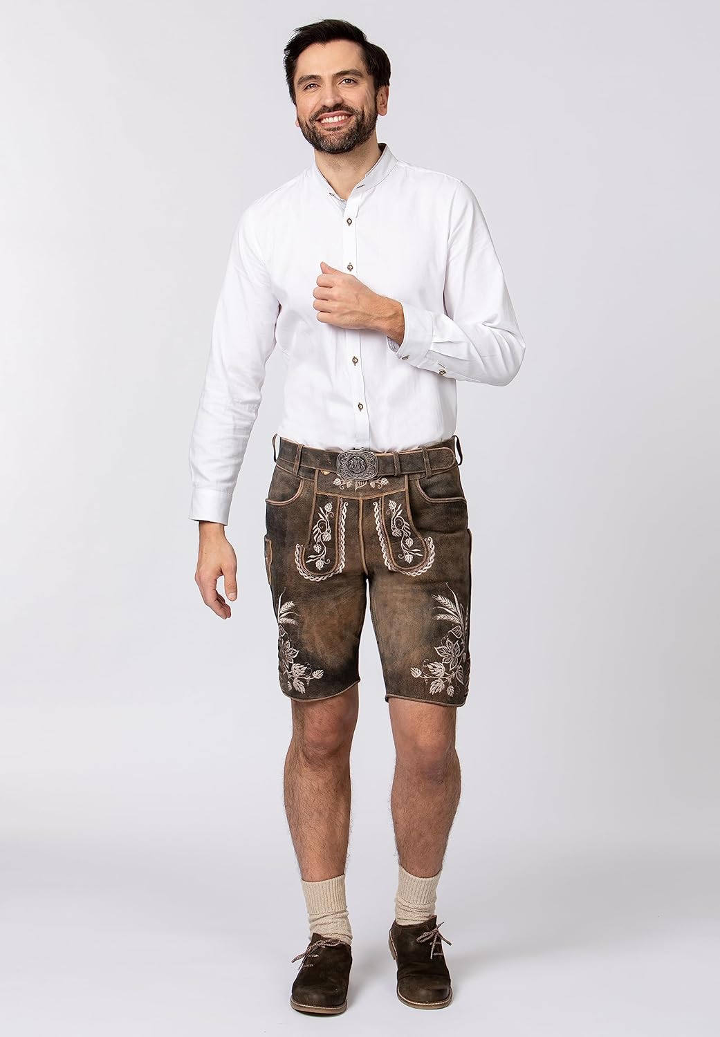 Stockerpoint Herren Almbräu Trachtenlederhose 48 Sepia Raw Nature, 48 Sepia Raw Nature