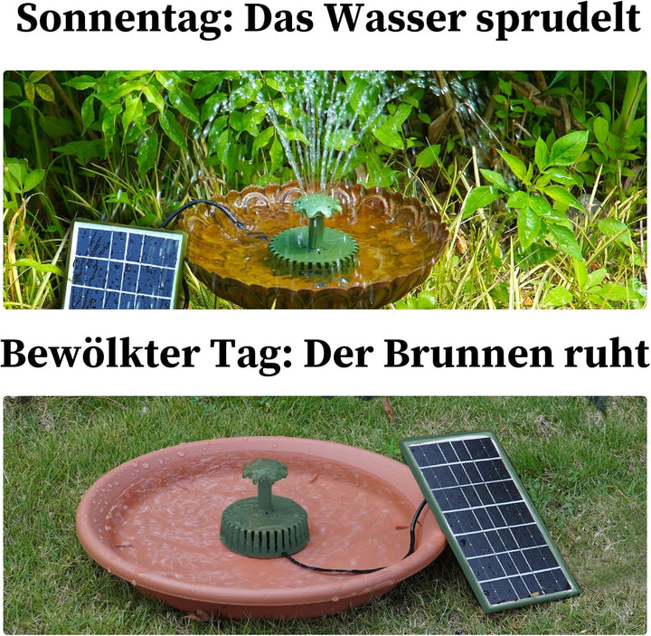 AISITIN Solar Springbrunnen für Aussen, 3,5W Dunkelgrün Solar Fontäne Pumpe mit Verschiedene Sprüh E
