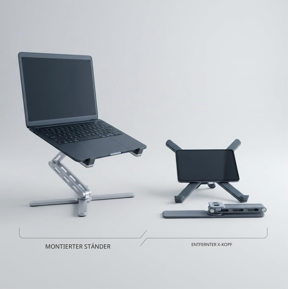 X-Stand Plus Laptopständer – Höhenverstellbar 70–340 mm – Stabiler Aluminium Laptophalter Ergonomisc