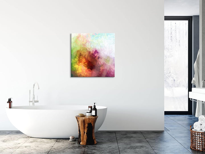 Pixxprint Glasbild | Wandbild auf Echtglas | abstrakte bunte Wasserfarben | 50x50 cm | inkl. Aufhäng